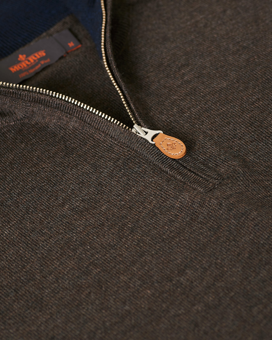 Herren | Pullover | Morris | John Merino Half Zip Dark Brown