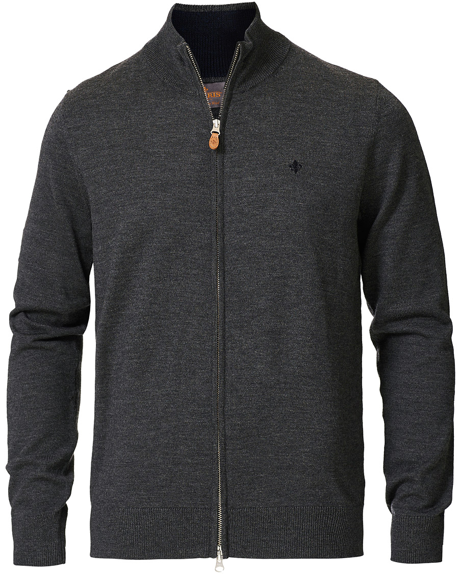 Herren | Pullover | Morris | Merino Full Zip Dark Grey