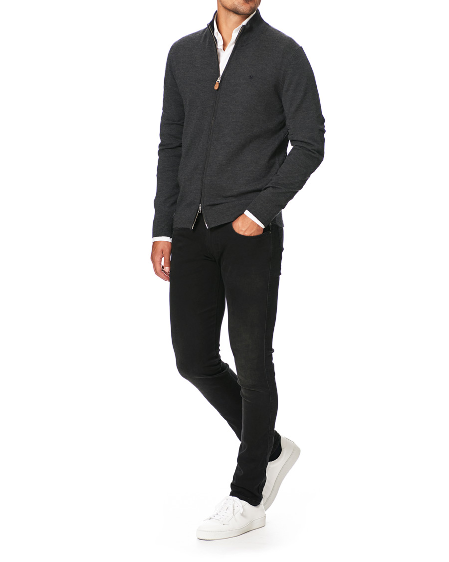 Herren | Pullover | Morris | Merino Full Zip Dark Grey