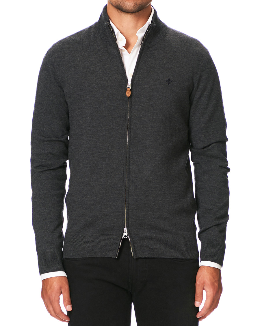 Herren | Pullover | Morris | Merino Full Zip Dark Grey