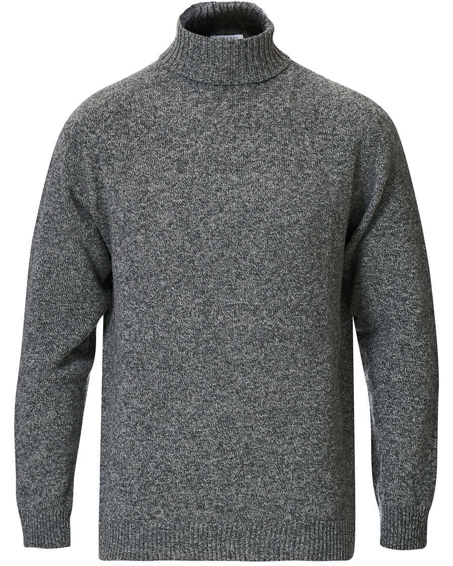 Herren | Pullover | Sunspel | Roll Neck Wool Sweater Mid Grey Melange