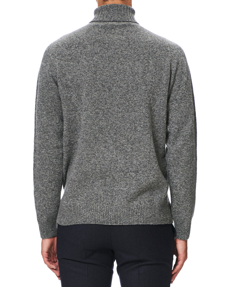 Herren | Pullover | Sunspel | Roll Neck Wool Sweater Mid Grey Melange