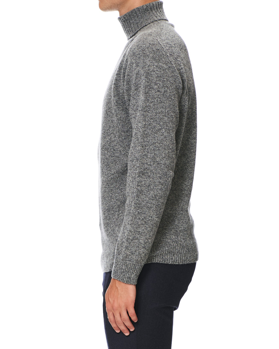 Herren | Pullover | Sunspel | Roll Neck Wool Sweater Mid Grey Melange