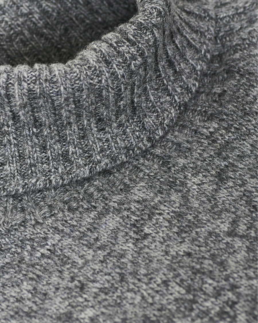Herren | Pullover | Sunspel | Roll Neck Wool Sweater Mid Grey Melange