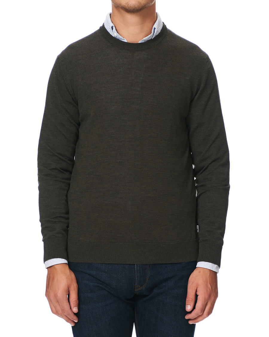 Herren | Pullover | NN07 | Ted Merino Crew Neck Pullover Army Green