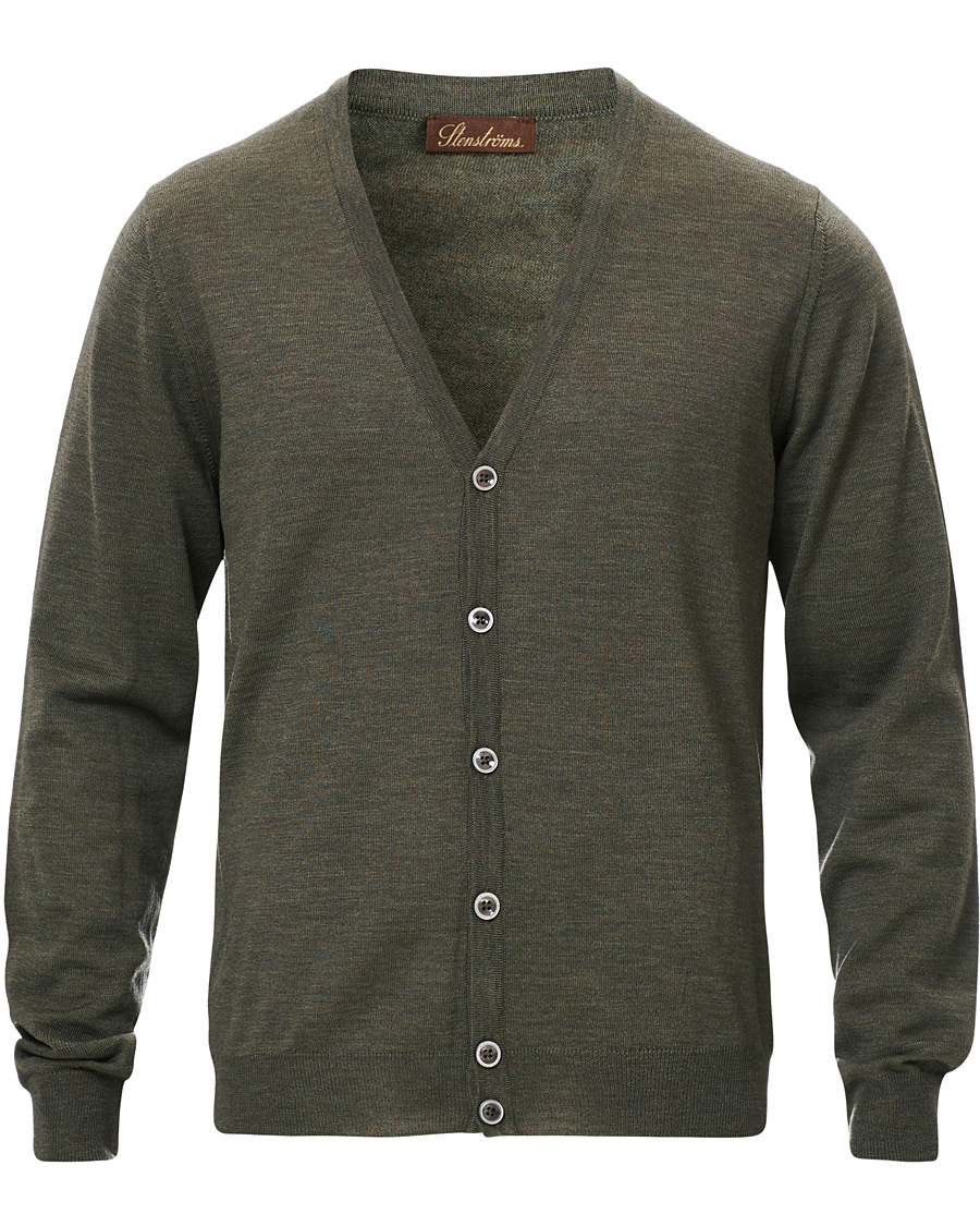 Herren | Pullover | Stenströms | Merino Zegna Knitted Cardigan Green