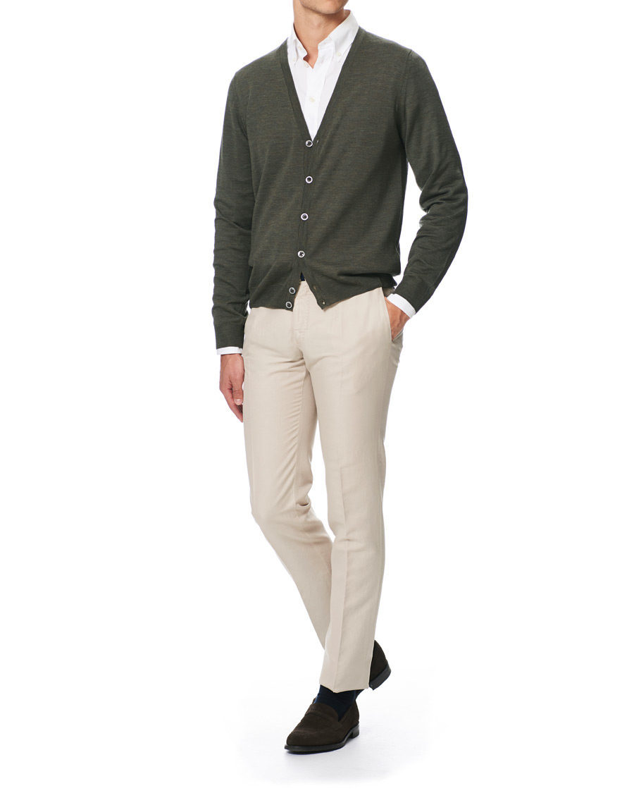 Herren | Pullover | Stenströms | Merino Zegna Knitted Cardigan Green