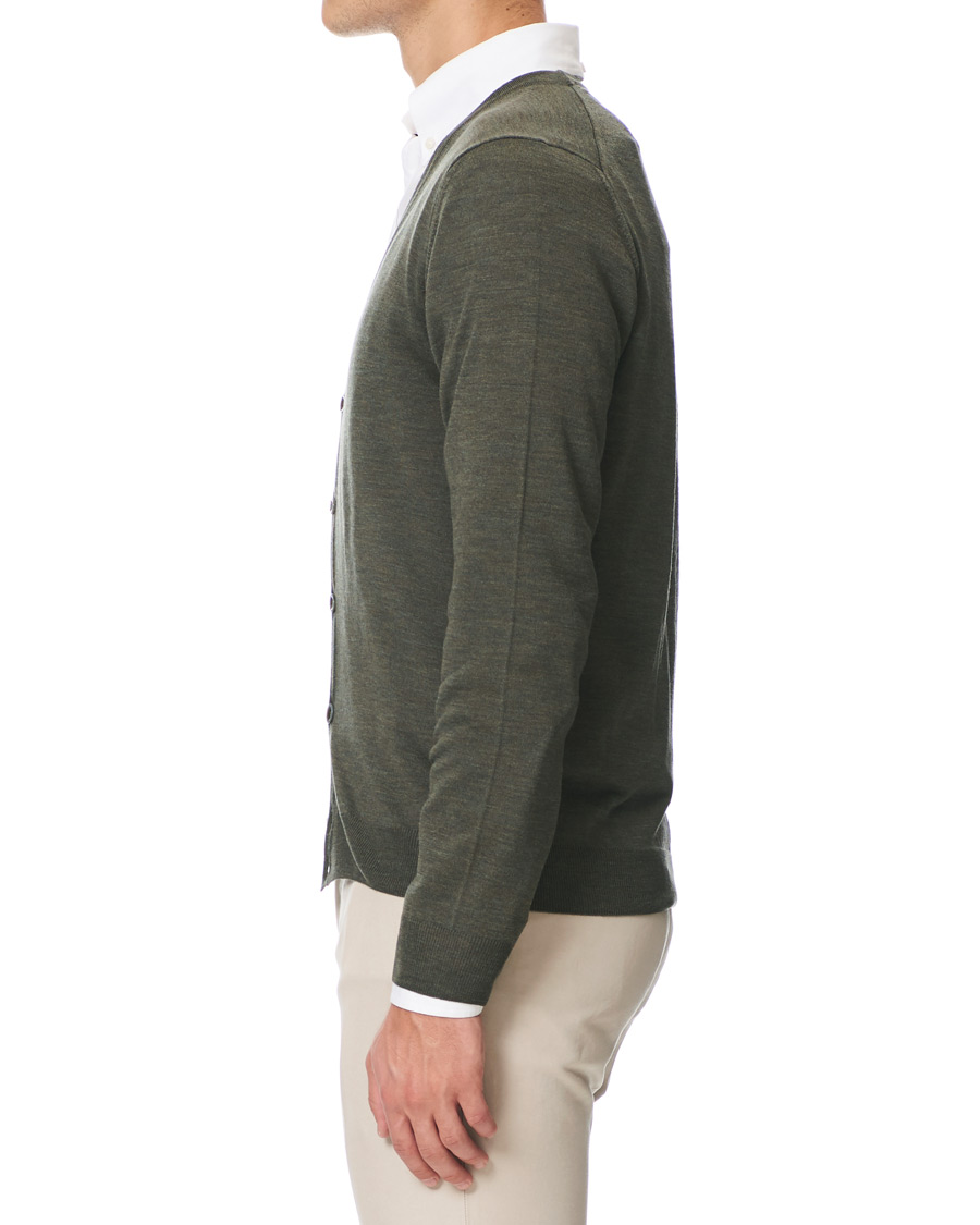 Herren | Pullover | Stenströms | Merino Zegna Knitted Cardigan Green