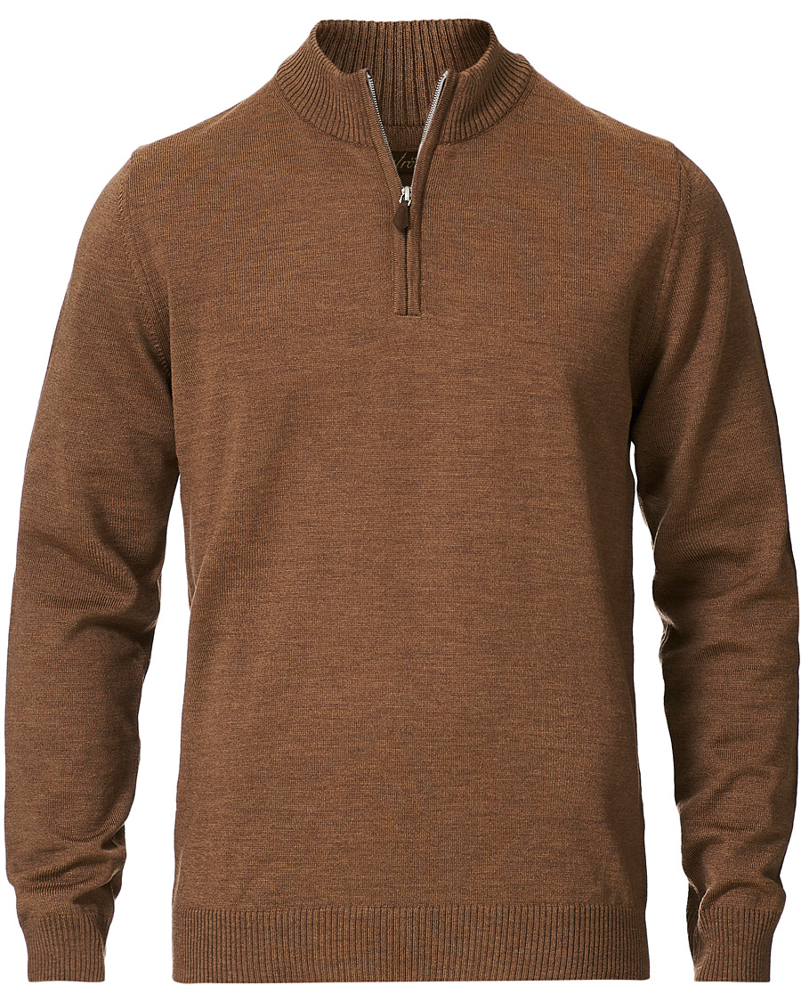 Herren | Pullover | Stenströms | Merino Half Zip Camel