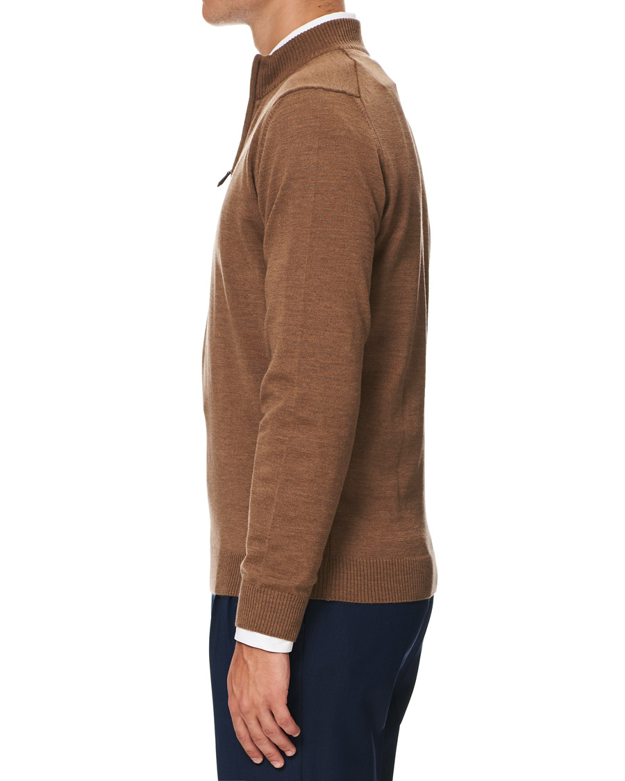 Herren | Pullover | Stenströms | Merino Half Zip Camel