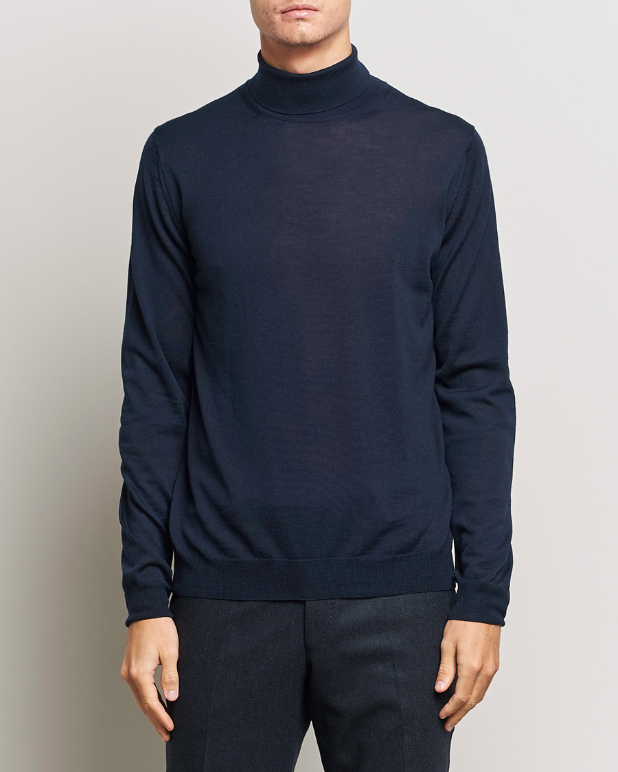 Herren | Pullover | Stenströms | Fine Merino Rollneck Navy