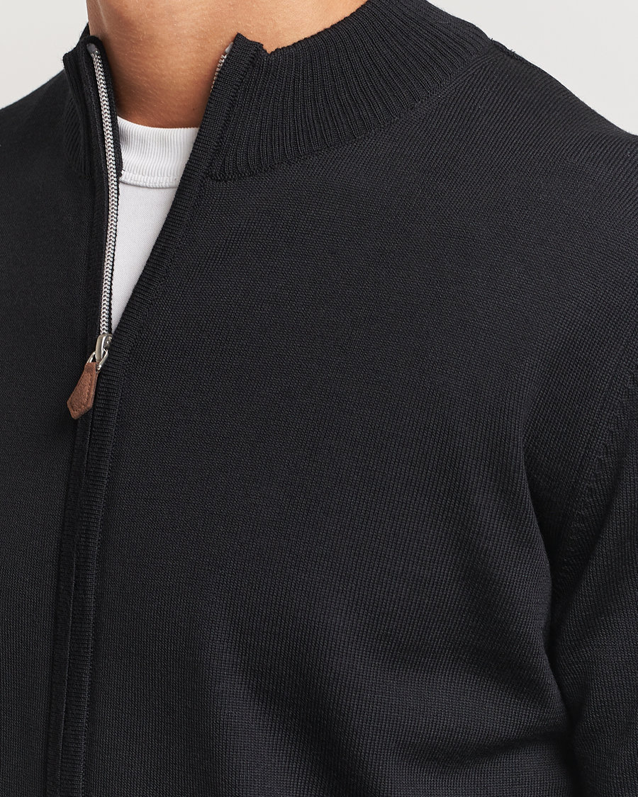 Herren | Pullover | Stenströms | Merino Full Zip Black