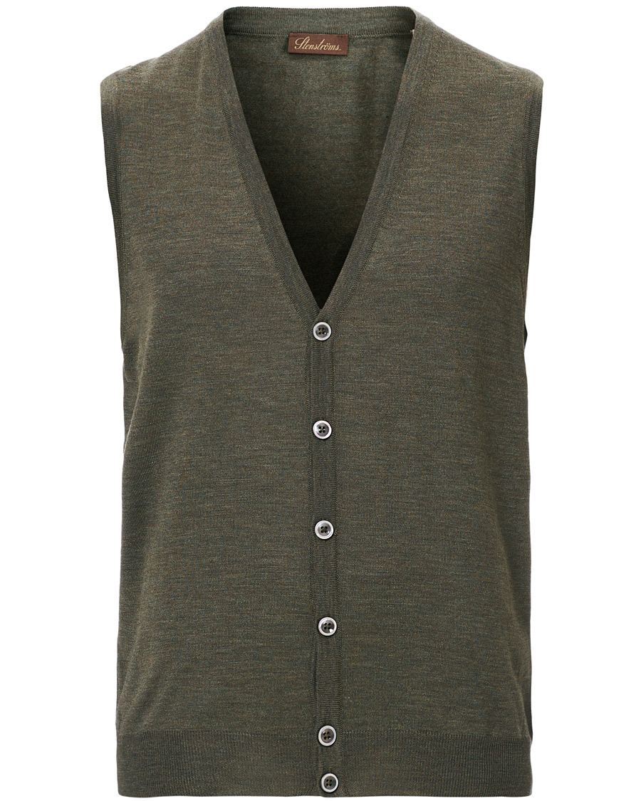 Herren | Pullover | Stenströms | Merino Slipover Green