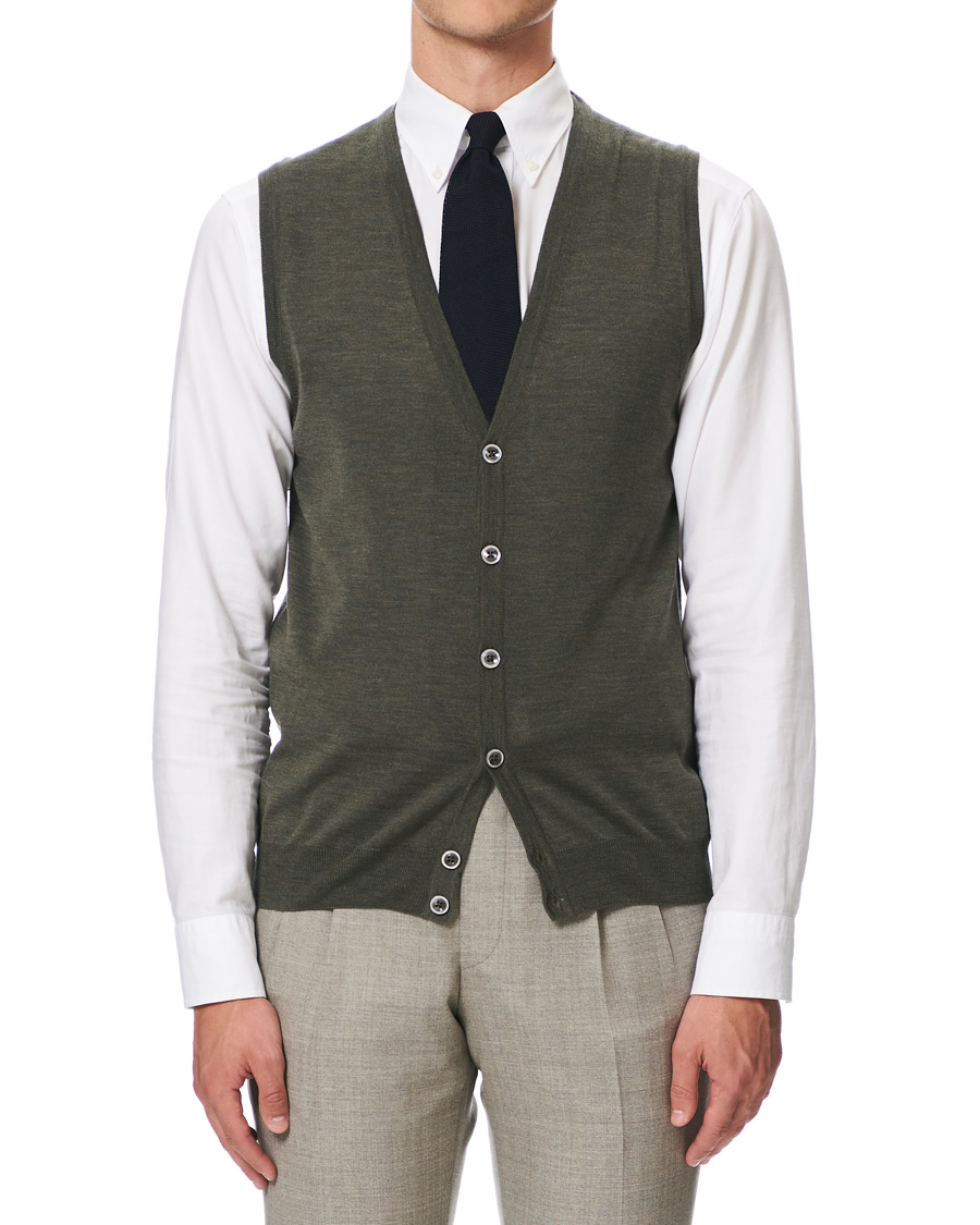 Herren | Pullover | Stenströms | Merino Slipover Green