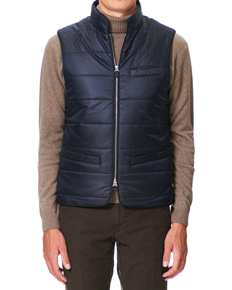 Herren | Jacken | Stenströms | Quilted Houndstooth Vest Navy