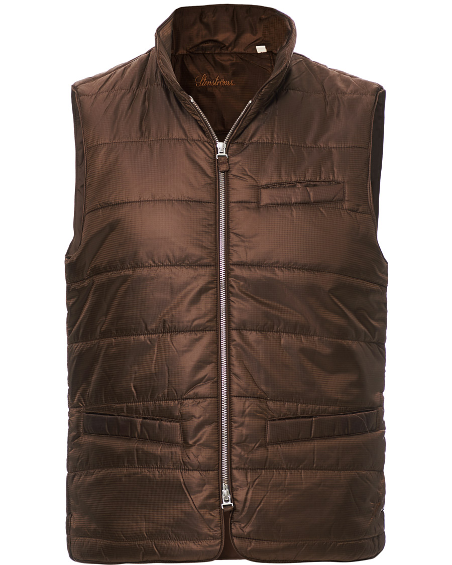 Herren | Jacken | Stenströms | Quilted Houndstooth Vest Brown