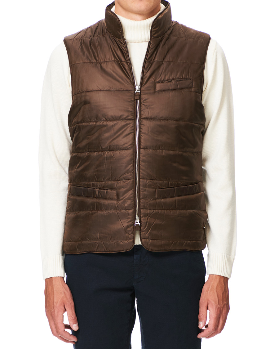 Herren | Jacken | Stenströms | Quilted Houndstooth Vest Brown
