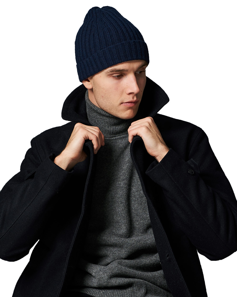 Herren | Stenströms Ribbed Cashmere Hat Navy | Stenströms | Ribbed Cashmere Hat Navy