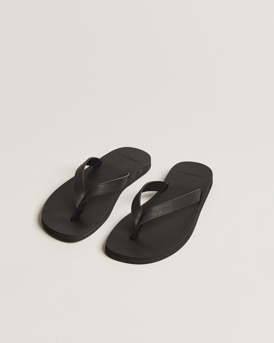 Herren |  | The Resort Co | Saffiano Leather Flip-Flop Black