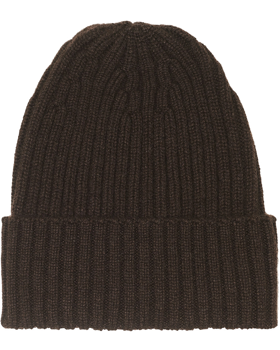 Herren | Piacenza Cashmere Ribbed Cashmere Beanie Dark Brown | Piacenza Cashmere | Ribbed Cashmere Beanie Dark Brown