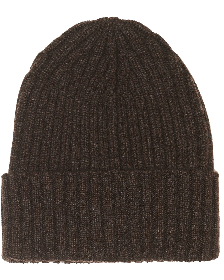 Herren | Piacenza Cashmere Ribbed Cashmere Beanie Dark Brown | Piacenza Cashmere | Ribbed Cashmere Beanie Dark Brown