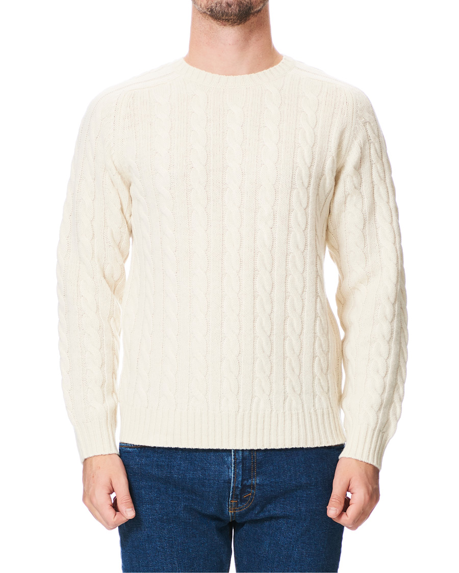 Herren | Pullover | BEAMS PLUS | Crew Neck Cable Sweater White