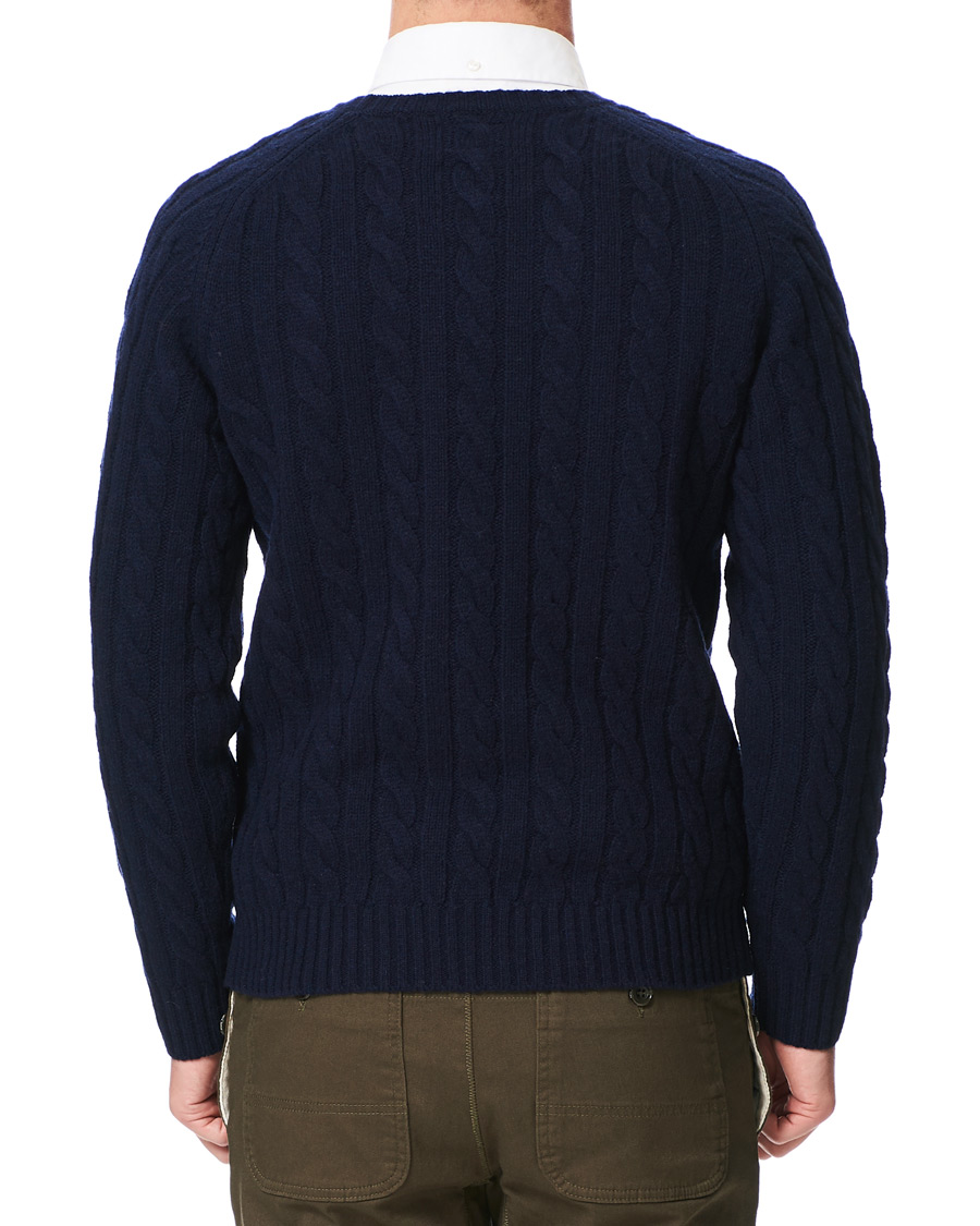 Herren | Pullover | BEAMS PLUS | Crew Neck Cable Sweater Navy