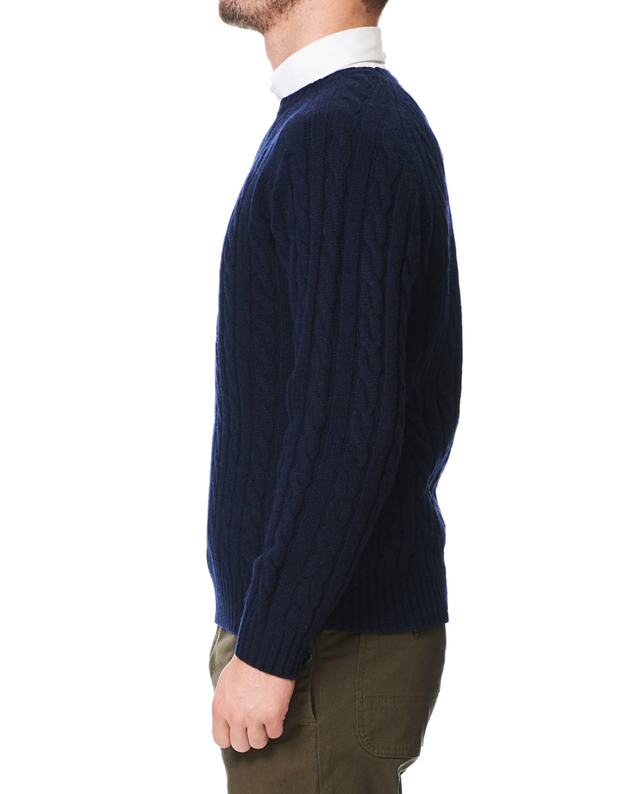Herren | Pullover | BEAMS PLUS | Crew Neck Cable Sweater Navy