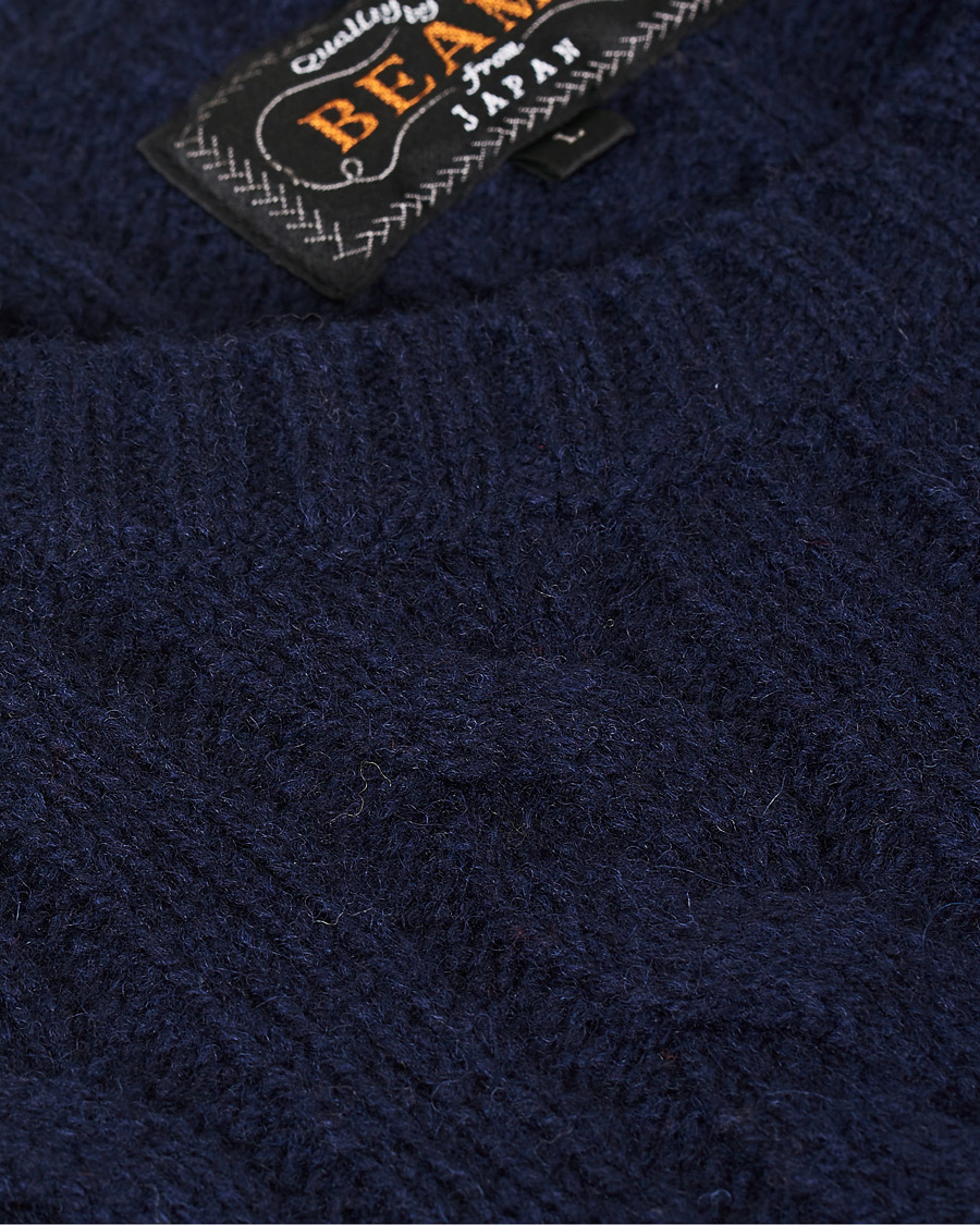 Herren | Pullover | BEAMS PLUS | Crew Neck Cable Sweater Navy