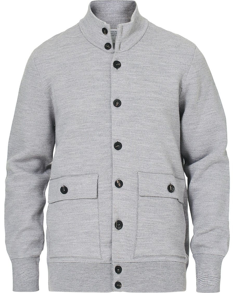 Herren | Pullover | 14 Savile Row | Silk/Cashmere/Wool Cardigan Pale Grey