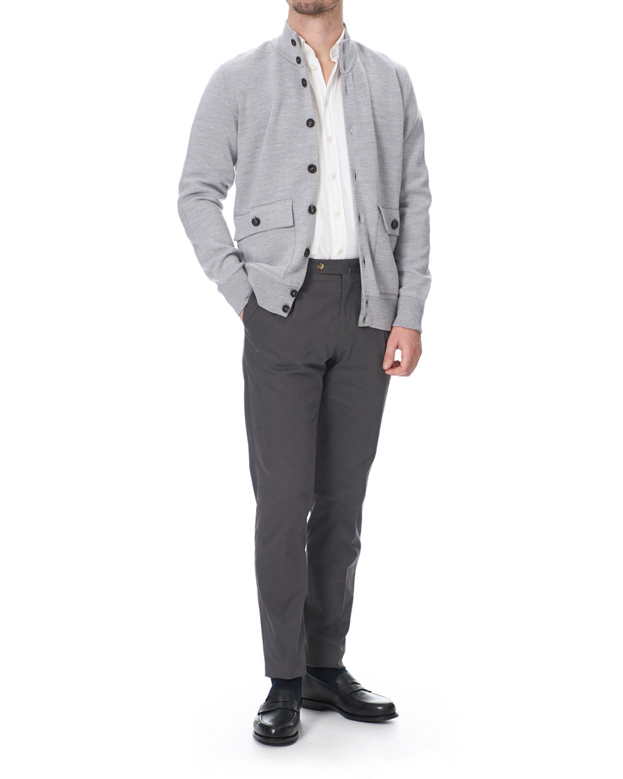 Herren | Pullover | 14 Savile Row | Silk/Cashmere/Wool Cardigan Pale Grey