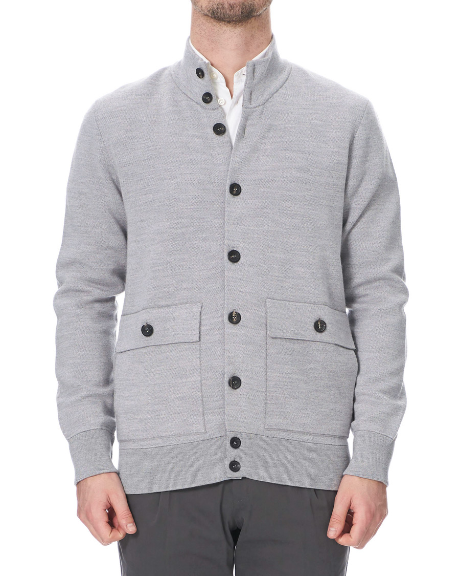 Herren | Pullover | 14 Savile Row | Silk/Cashmere/Wool Cardigan Pale Grey