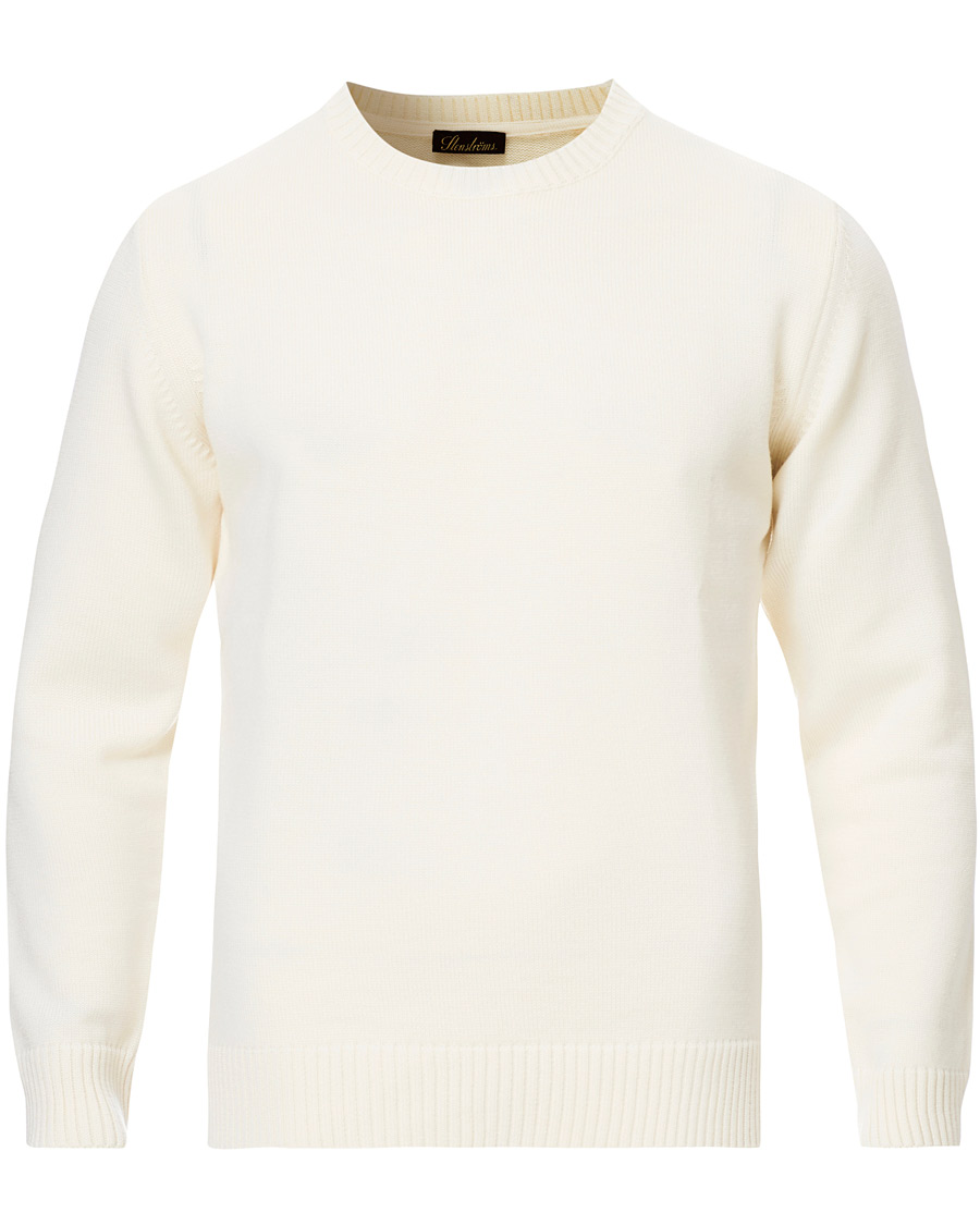 Herren | Pullover | Stenströms | Heavy Knitted Merino Crew Neck Cream
