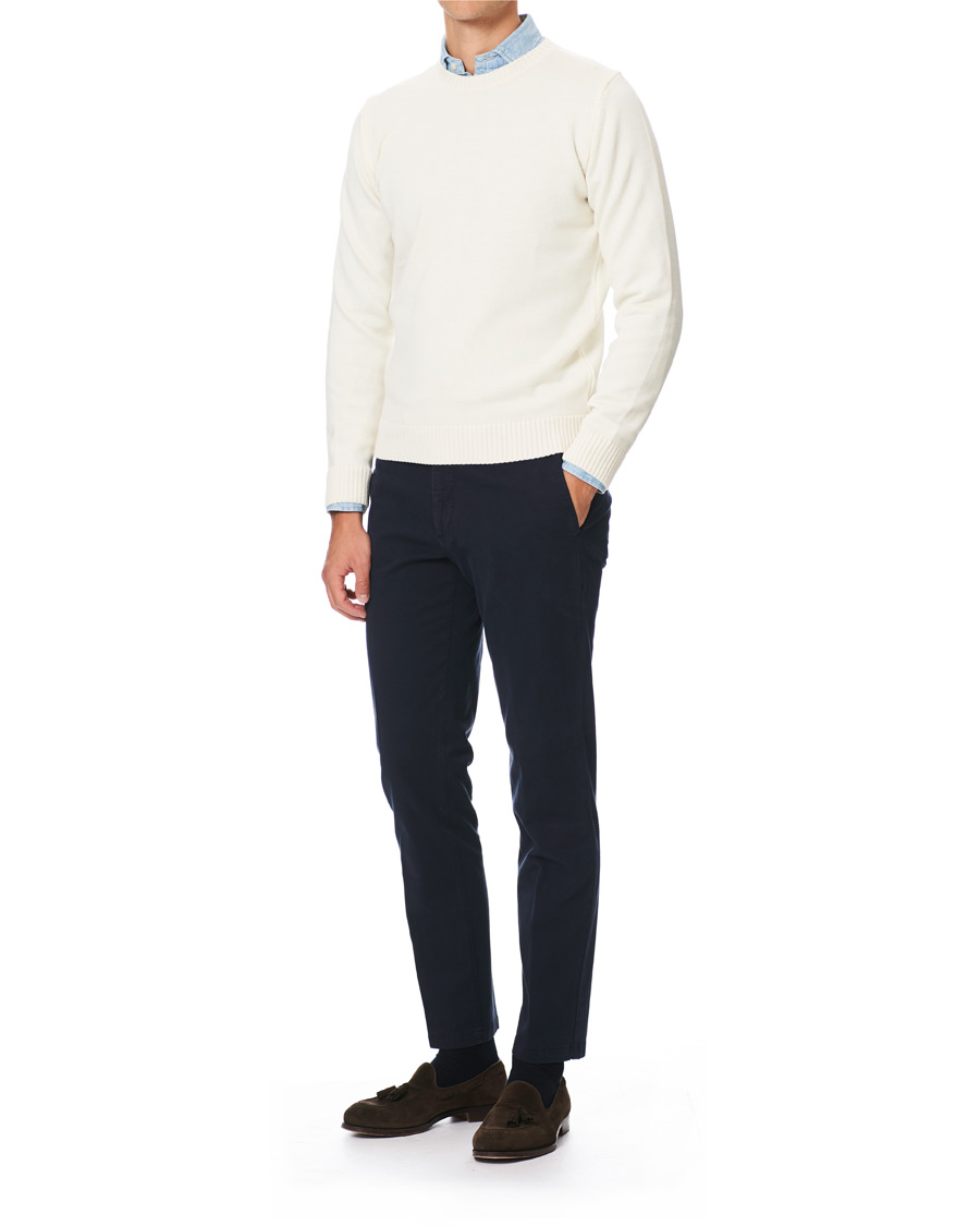 Herren | Pullover | Stenströms | Heavy Knitted Merino Crew Neck Cream