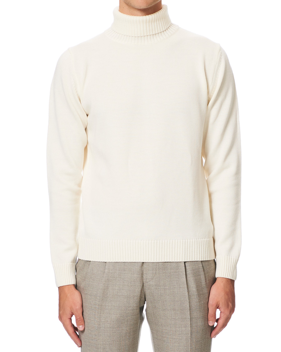 Herren | Pullover | Stenströms | Heavy Knitted Merino Rollneck Cream