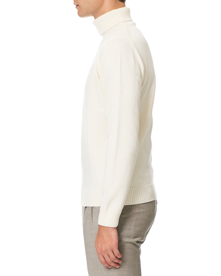 Herren | Pullover | Stenströms | Heavy Knitted Merino Rollneck Cream
