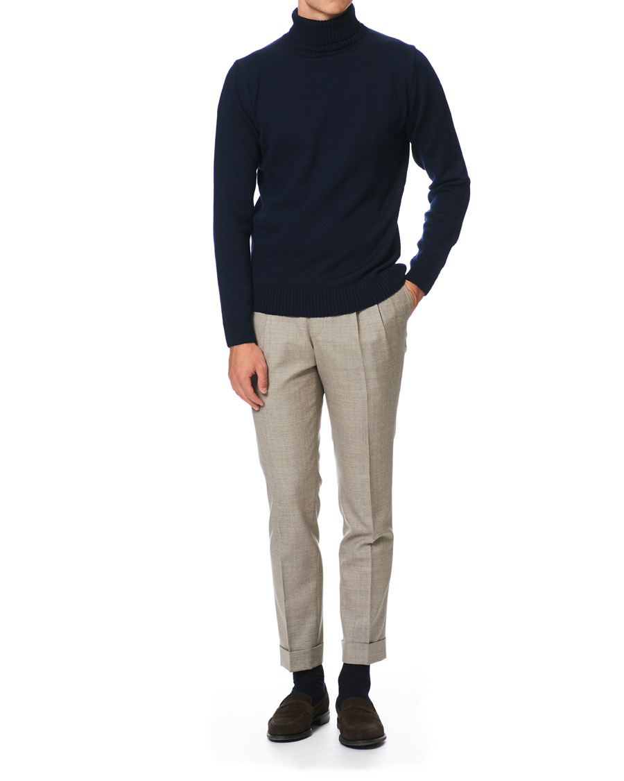Herren | Pullover | Stenströms | Heavy Knitted Merino Rollneck Navy