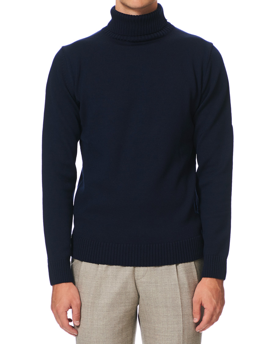 Herren | Pullover | Stenströms | Heavy Knitted Merino Rollneck Navy