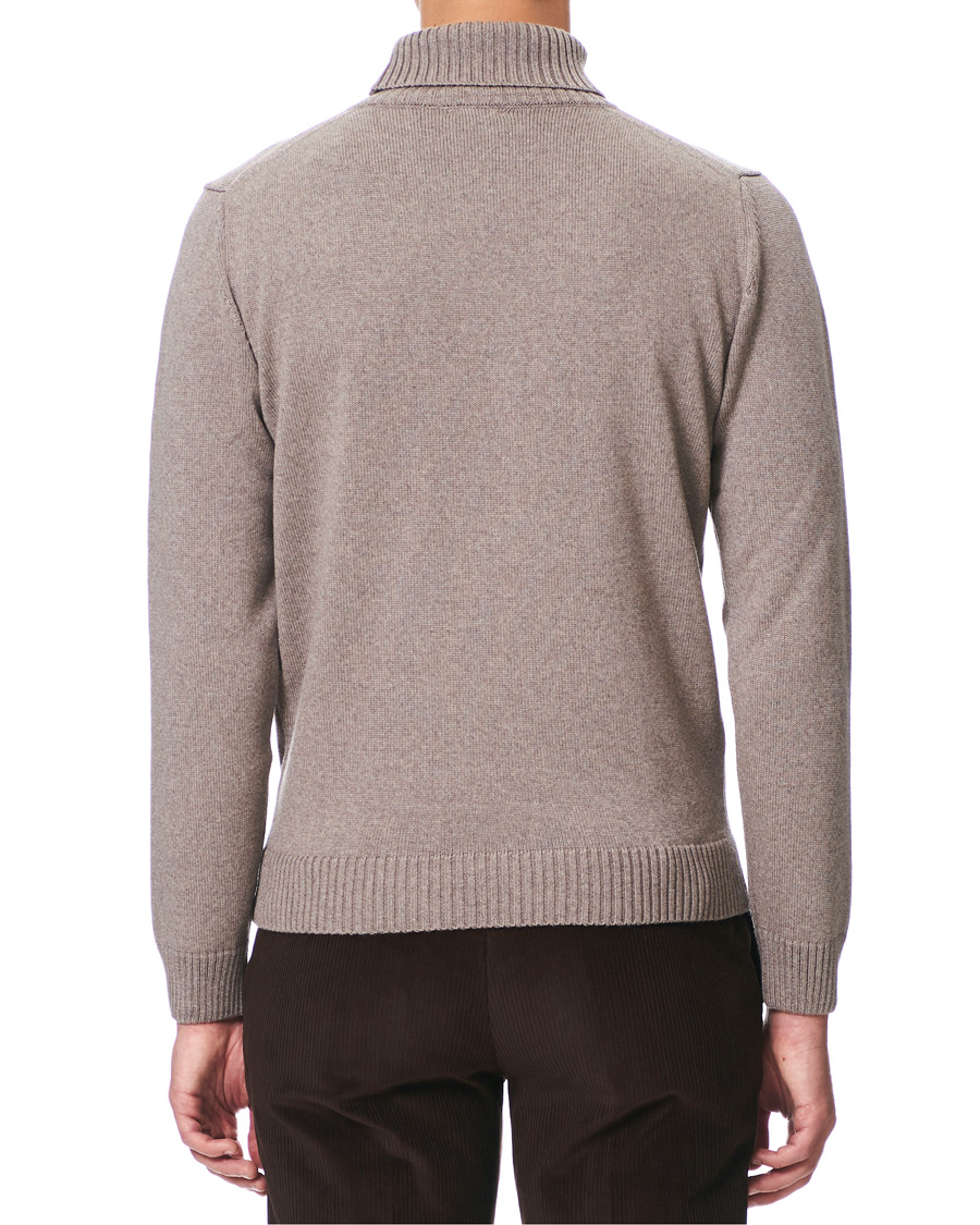 Herren | Pullover | Stenströms | Heavy Knitted Merino Roll Neck Mud Brown