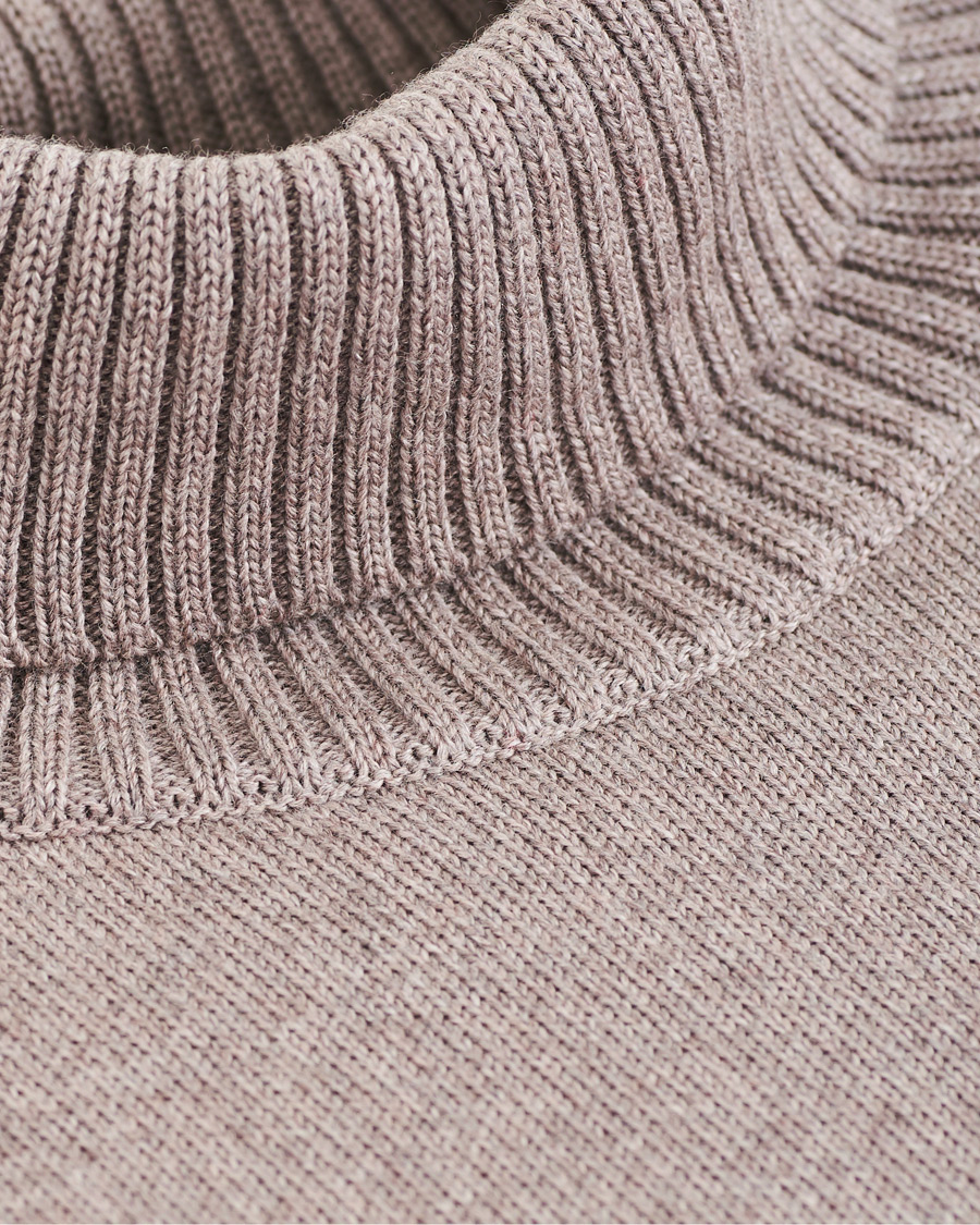 Herren | Pullover | Stenströms | Heavy Knitted Merino Roll Neck Mud Brown