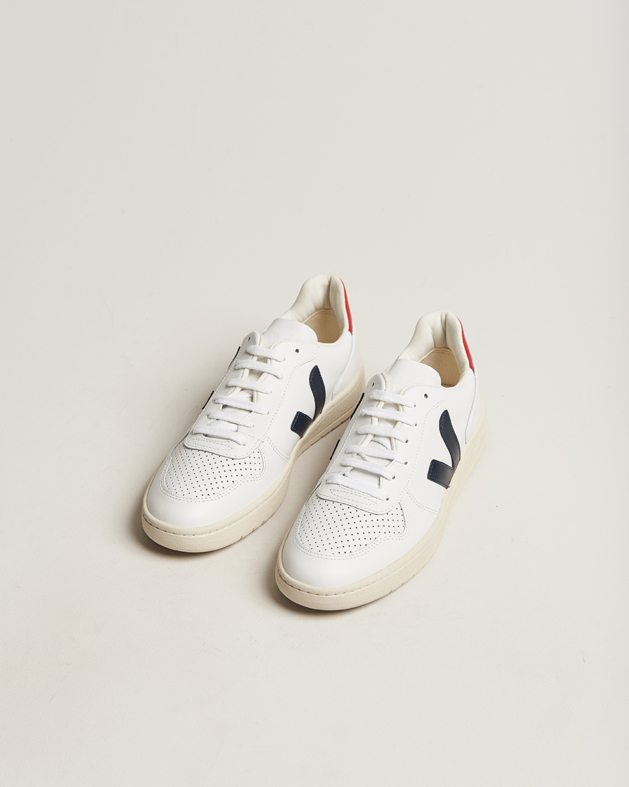 Herren | Veja | Veja | V-10 Leather Sneaker White Nautico/Pekin