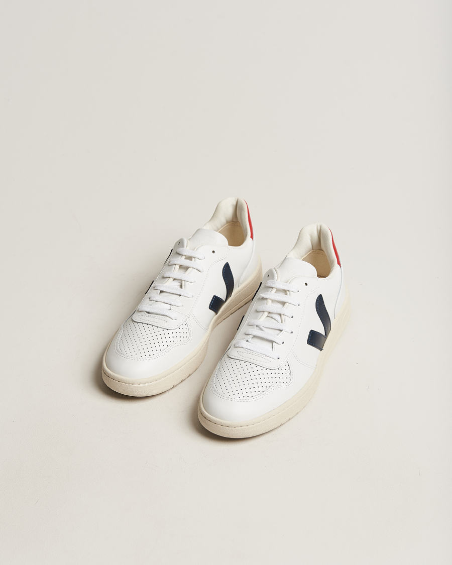 Herren | Veja V-10 Leather Sneaker White Nautico/Pekin | Veja | V-10 Leather Sneaker White Nautico/Pekin