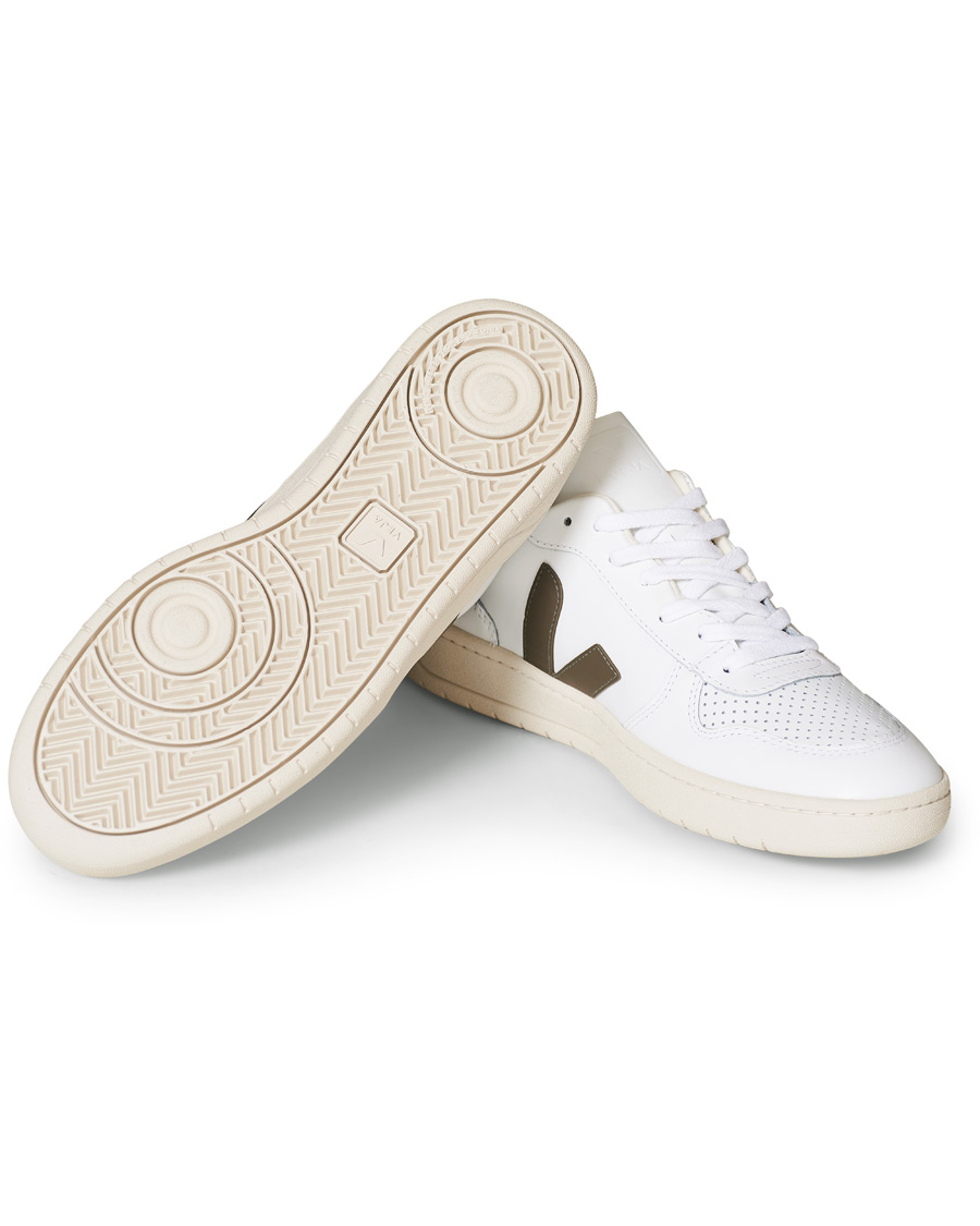 Herren | Veja V-10 Leather Sneaker Extra White/Kaki Indigo | Veja | V-10 Leather Sneaker Extra White/Kaki Indigo