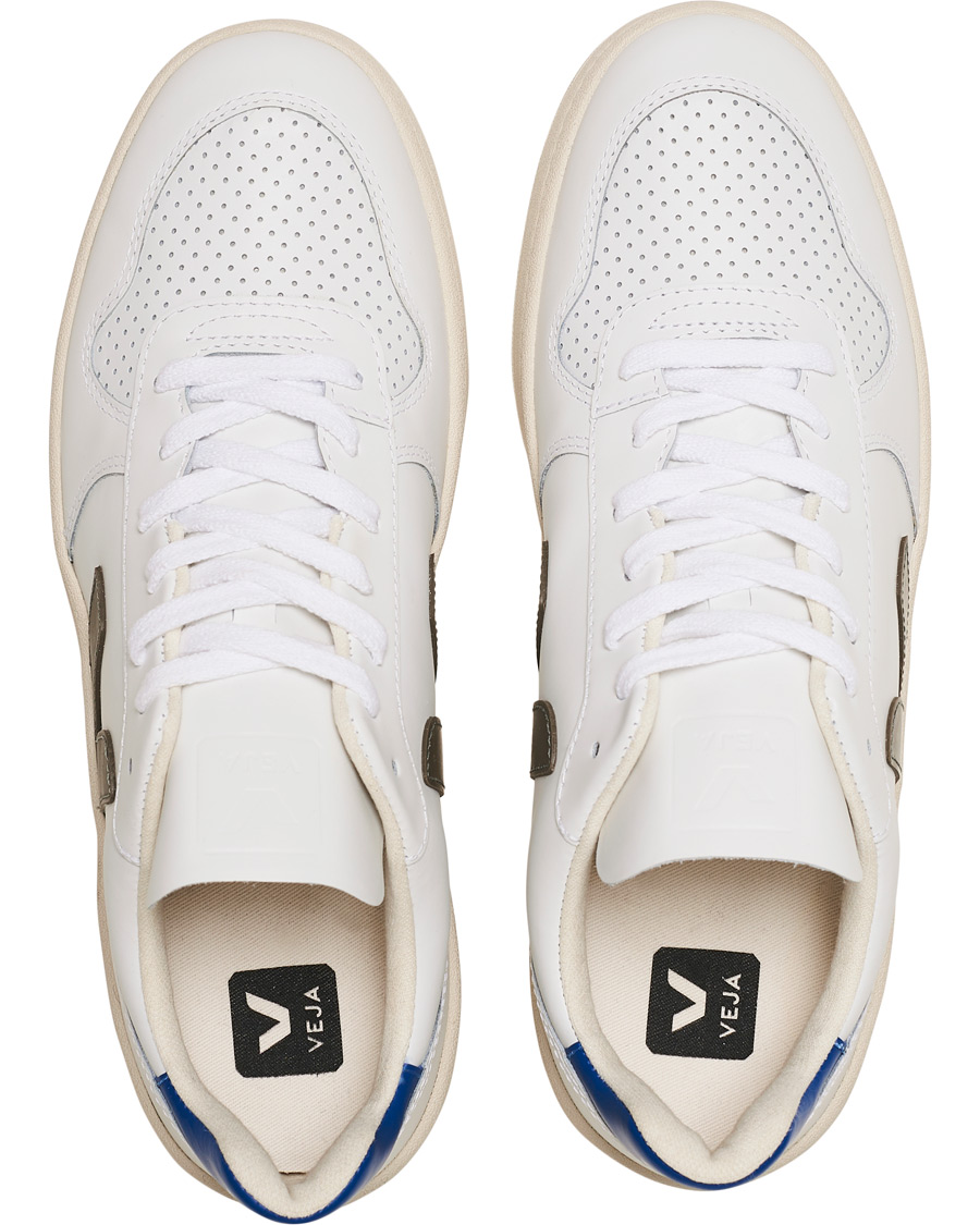 Herren | Veja V-10 Leather Sneaker Extra White/Kaki Indigo | Veja | V-10 Leather Sneaker Extra White/Kaki Indigo