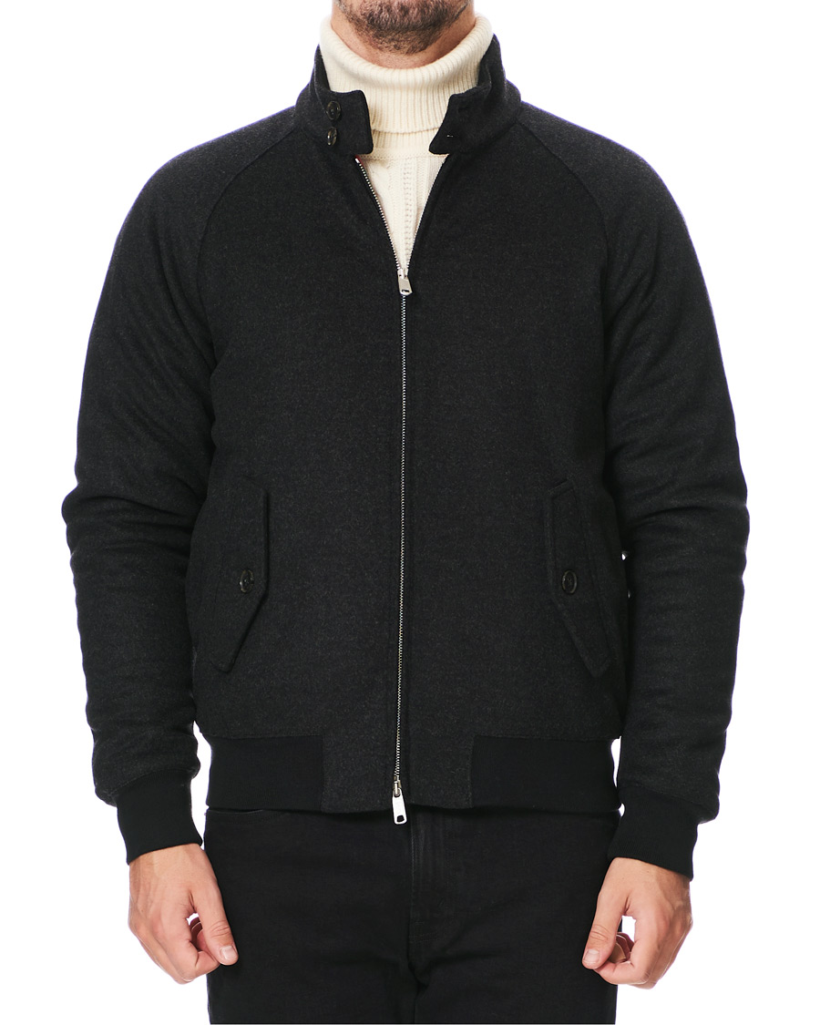 Herren | Jacken | Baracuta | G9 Padded Melton Wool Harrington Jacket Charcoal