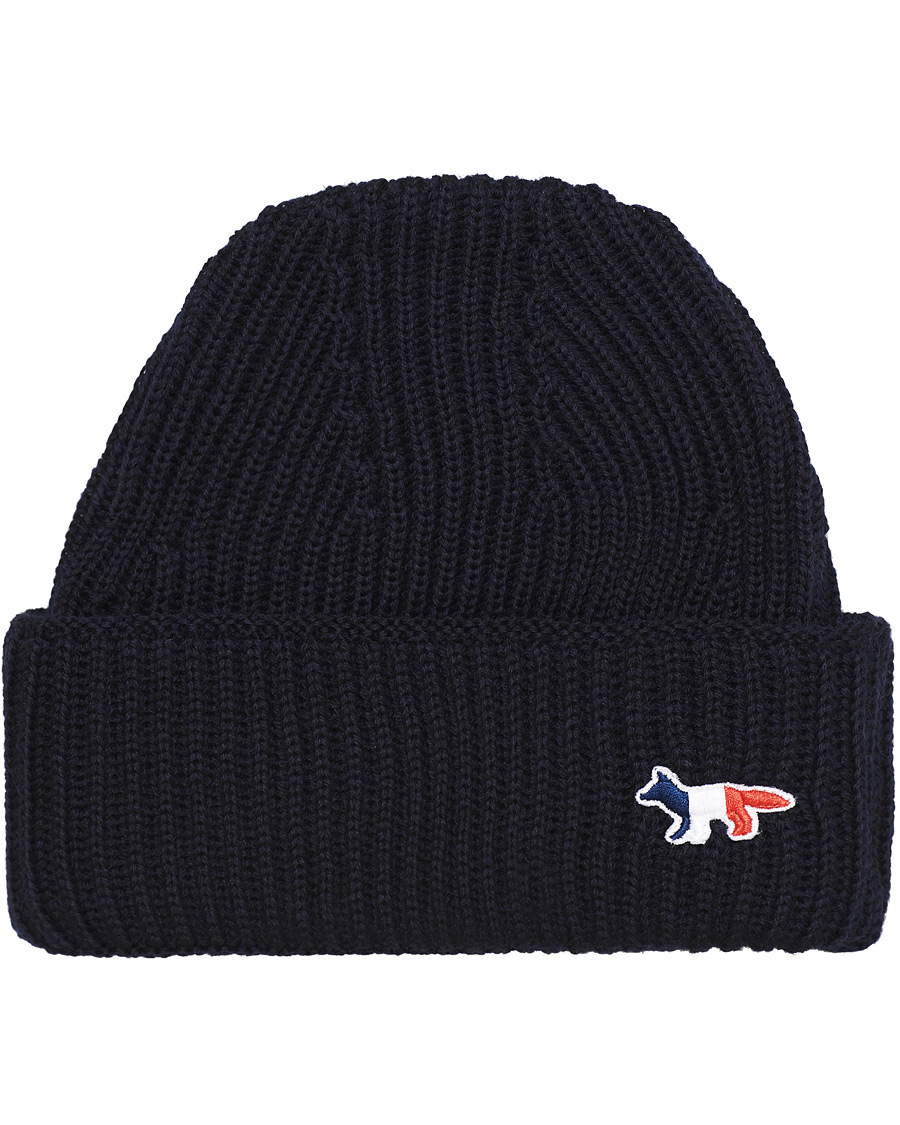 Herren | Maison Kitsuné Tricolor Fox Beanie Navy | Maison Kitsuné | Tricolor Fox Beanie Navy