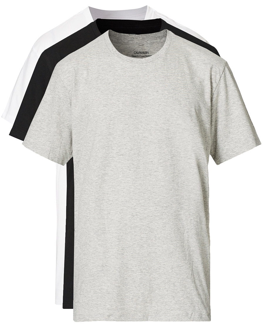 Herren | T-Shirts | Calvin Klein | Cotton Crew Neck Tee 3-Pack Black/White/Grey