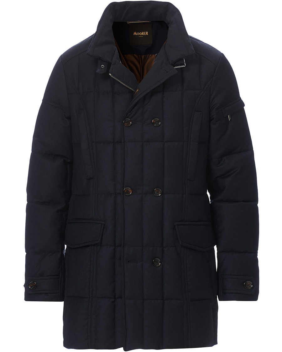 Herren | Jacken | MooRER | Padded Flannel Double Breasted Coat Navy