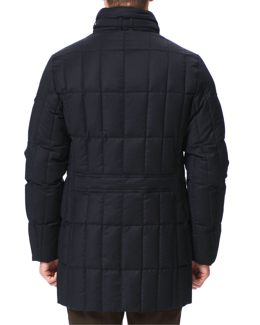 Herren | Jacken | MooRER | Padded Flannel Double Breasted Coat Navy