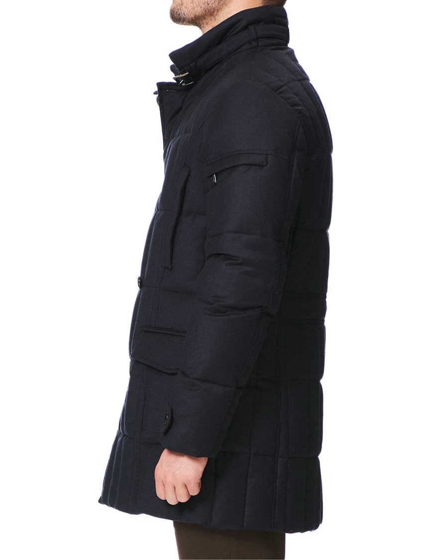 Herren | Jacken | MooRER | Padded Flannel Double Breasted Coat Navy